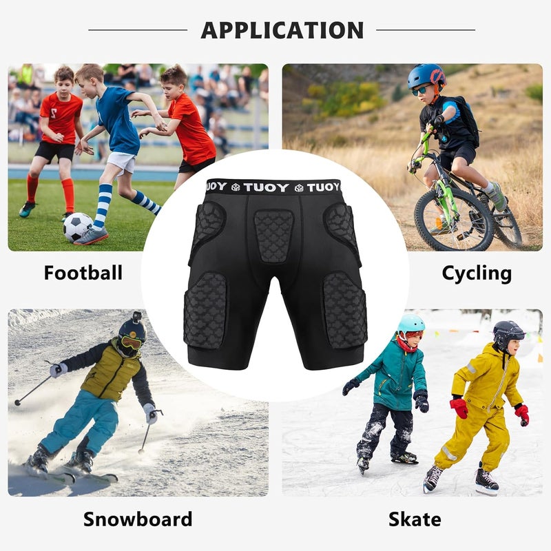TUOYR Youth Football Girdle Padded Compression Short with Pads Hip Protector Pants Boys Protective for Snowboard Baseball - Image 5